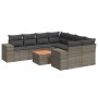 Set Divano da Giardino 9 pz con Cuscini Grigio in Polyrattan