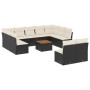 Set Divani da Giardino 12 pz con Cuscini Nero in Polyrattan