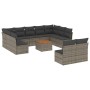 Set Divani da Giardino 12 pz con Cuscini Grigio in Polyrattan