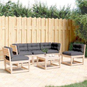 Set Divani Giardino 5 pz con Cuscini in Legno Massello di Pino