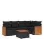 Set Divano da Giardino 6 pz con Cuscini Nero in Polyrattan