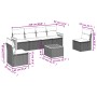 Set Divani da Giardino con Cuscini 7pz Nero Polyrattan