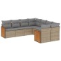 Set Divano da Giardino 8 pz con Cuscini Beige in Polyrattan