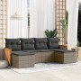 Set Divano da Giardino 6 pz con Cuscini Grigio in Polyrattan