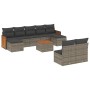 Set Divano da Giardino 10 pz con Cuscini Grigio in Polyrattan