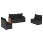 Set Divani da Giardino con Cuscini 7pz Nero Polyrattan