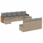 Set Divano da Giardino 10 pz con Cuscini Beige in Polyrattan