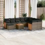 Set Divani da Giardino 11 pz con Cuscini in Polyrattan Grigio