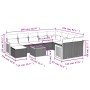 Set Divani da Giardino 11 pz con Cuscini in Polyrattan Grigio