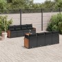 Set Divani da Giardino 9 pz con Cuscini Nero in Polyrattan