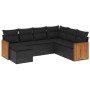 Set Divani da Giardino con Cuscini 7pz Nero Polyrattan