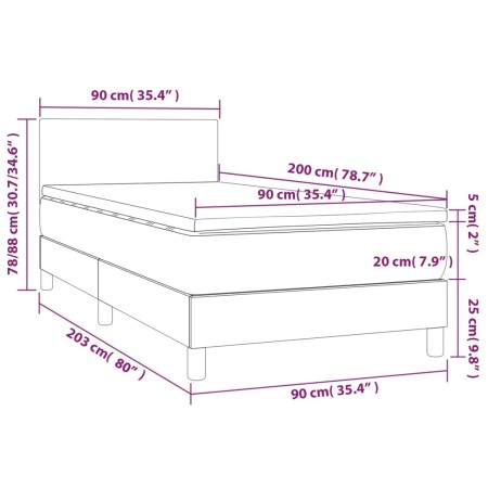 Giroletto a Molle con Materasso Marrone Scuro 90x200 cm Tessuto