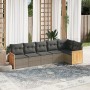 Set Divano da Giardino 6 pz con Cuscini Grigio in Polyrattan