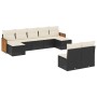 Set Divani da Giardino 9 pz con Cuscini Nero in Polyrattan