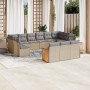 Set Divano da Giardino 13 pz con Cuscini Beige in Polyrattan