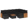 Set Divani da Giardino 10pz con Cuscini in Polyrattan Nero