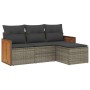 Set Divani da Giardino 4 pz con Cuscini in Polyrattan Grigio