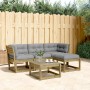 Set Divani da Giardino 4pz con Cuscini Legno Impregnato di Pino