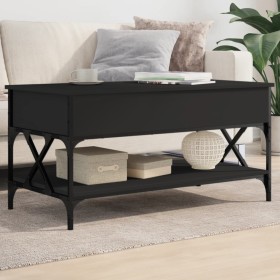 Tavolino da Salotto Nero 100x50x50cm Legno Multistrato Metallo