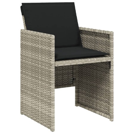 Set Pranzo Giardino 11pz con Cuscini Grigio Chiaro Polyrattan