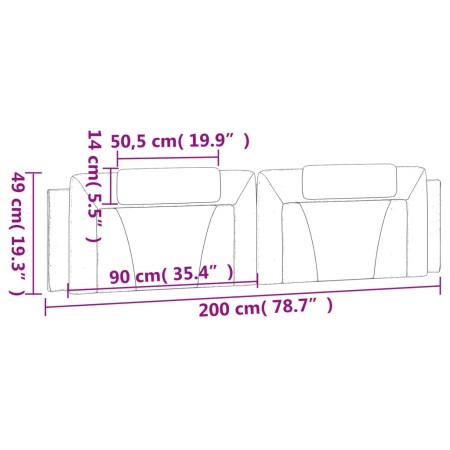 Cuscino Testiera Cappuccino 200 cm in Similpelle