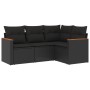 Set Divani da Giardino 4 pz con Cuscini Nero in Polyrattan