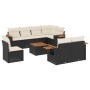 Set Divani da Giardino 9 pz con Cuscini Nero in Polyrattan