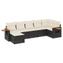 Set Divani da Giardino con Cuscini 7pz Nero Polyrattan