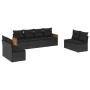 Set Divani da Giardino con Cuscini 8 pz Nero in Polyrattan