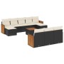 Set Divani da Giardino 11 pz con Cuscini in Polyrattan Nero