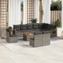 Set Divani da Giardino 11 pz con Cuscini in Polyrattan Grigio