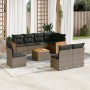 Set Divano da Giardino 9 pz con Cuscini Grigio in Polyrattan