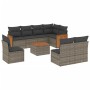 Set Divano da Giardino 9 pz con Cuscini Grigio in Polyrattan