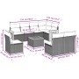 Set Divano da Giardino 9 pz con Cuscini Grigio in Polyrattan