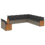 Set Divani da Giardino 11 pz con Cuscini in Polyrattan Grigio