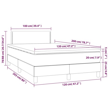 Giroletto a Molle con Materasso Marrone Scuro 120x200cm Tessuto