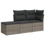 Set Divani da Giardino 3 pz con Cuscini Grigio in Polyrattan