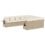 Set Divano da Giardino 10 pz con Cuscini Beige in Polyrattan