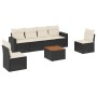 Set Divani da Giardino con Cuscini 7pz Nero Polyrattan