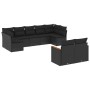 Set Divani da Giardino 9 pz con Cuscini Nero in Polyrattan