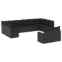 Set Divani da Giardino 12 pz con Cuscini Nero in Polyrattan