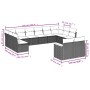 Set Divani da Giardino 12 pz con Cuscini Nero in Polyrattan