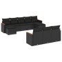 Set Divani da Giardino 10pz con Cuscini in Polyrattan Nero