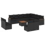 Set Divani da Giardino 13pz con Cuscini Nero in Polyrattan