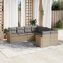 Set Divano da Giardino 8 pz con Cuscini Beige in Polyrattan