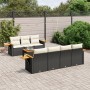 Set Divani da Giardino con Cuscini 8 pz Nero in Polyrattan