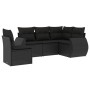 Set Divani da Giardino 5 pz con Cuscini in Polyrattan Nero