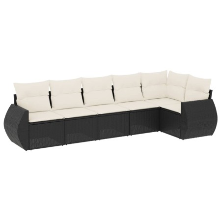 Set Divano da Giardino 6 pz con Cuscini Nero in Polyrattan