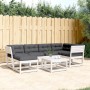 Set Divani Giardino 6pz con Cuscini Bianco Legno Massello Pino