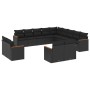 Set Divani da Giardino 13pz con Cuscini Nero in Polyrattan